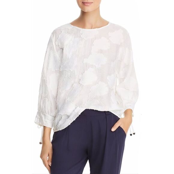 Karl Lagerfeld Floral Lace Burnout Blouse in Navy - Picture 13 of 13